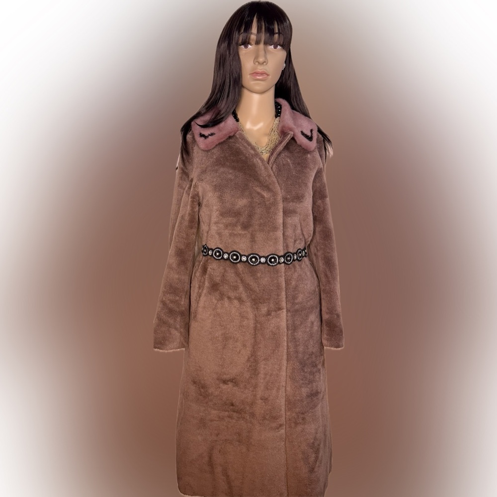 NWT Vintage Boutique Shearling Lamb Fur Coat with Mink Collar Size M - Picture 3 of 14
